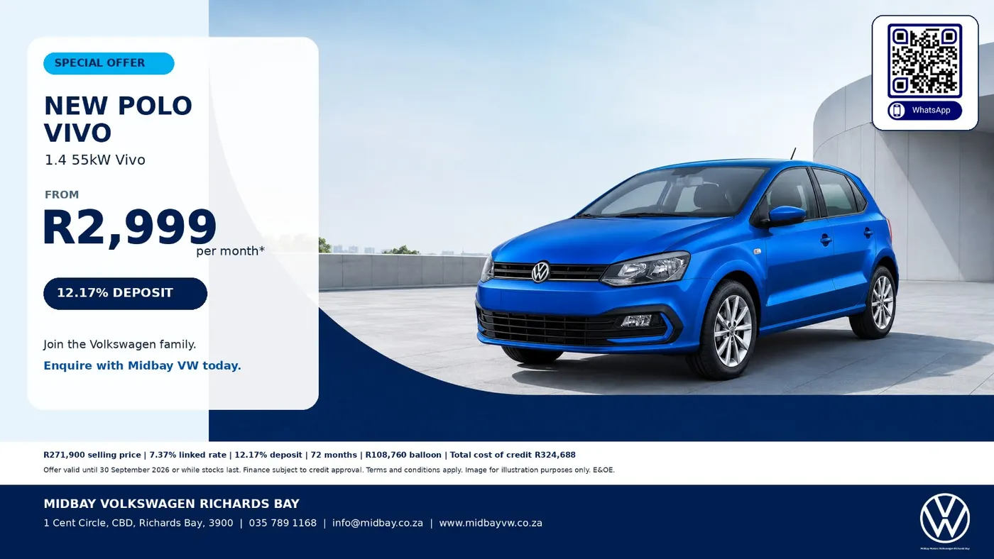 Polo Vivo 1.4 55kW special offer, from R2 999 p/m*