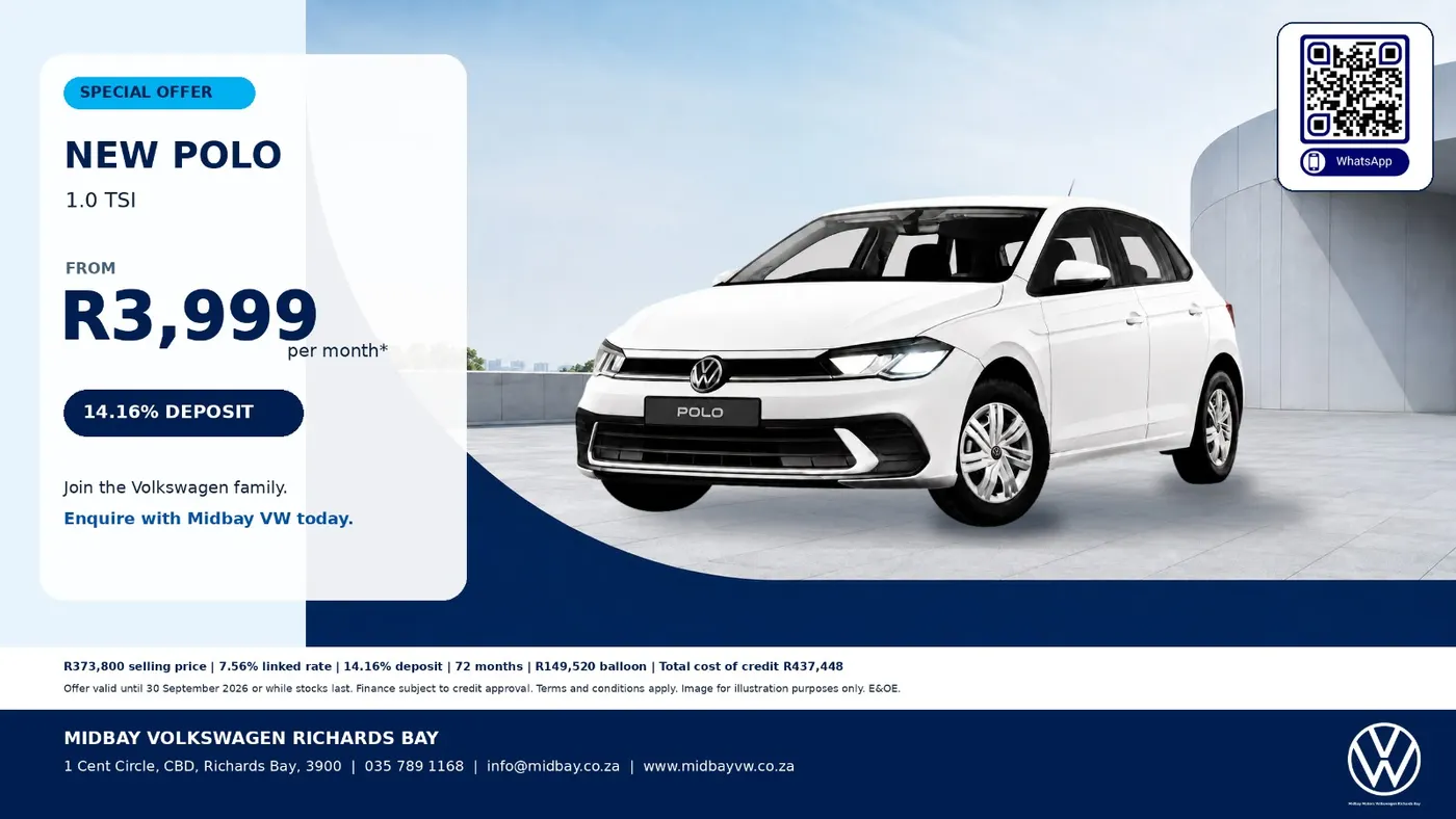 Polo 1.0 TSI special offer, from R3 999 p/m*