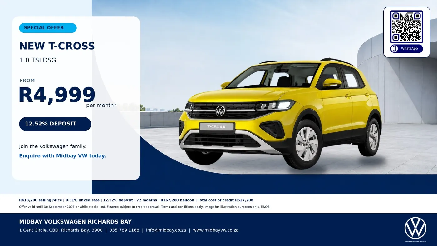 T-Cross 1.0 TSI DSG special offer, from R4 999 p/m*