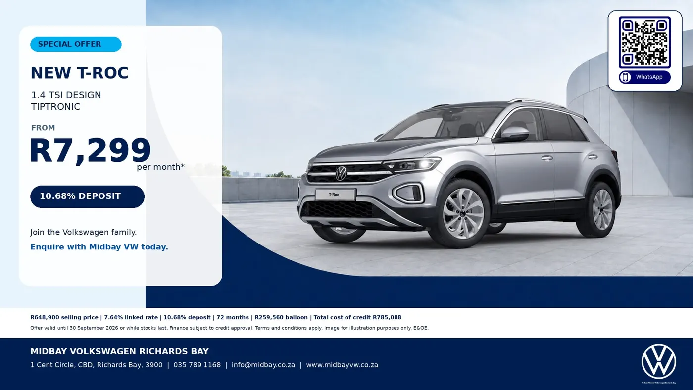 T-Roc 1.4 TSI Design Tiptronic special offer, from R7 299 p/m*